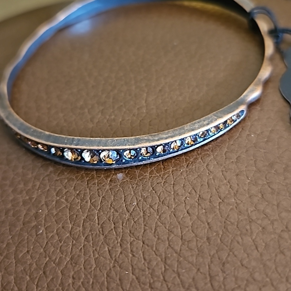 5/$25 PAPARAZZI Copper Rhinestone Just Sparkle and Wave Bangle Bracelet - Picture 3 of 5